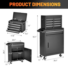 Load image into Gallery viewer, Tool Chest, 5 Drawer Rolling Tool Storage Cabinet With Detachable Top Tool Box, Liner, Universal Lockable Wheels, Adjustable Shelf, Locking Mechanism, Metal Tool Cart For Garage Workshop