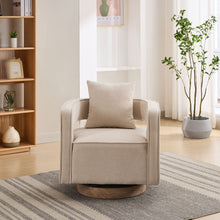 Load image into Gallery viewer, Swivel Accent Open Back Barrel Chair With Weathered Base