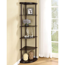 Load image into Gallery viewer, Corner Bookcase With 5 Shelves, Compact Design For Living Room - Cappuccino