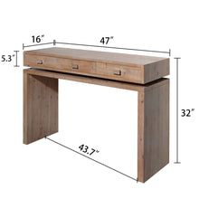 Load image into Gallery viewer, Rustic Wood Console Table With 3 Drawers Entryway Table For Hallway, Foyer, Or Office - Natural / Natural & Light Brown / Natural Wood / Natural Wood Wash / Natural / Rustic