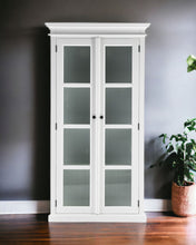 Load image into Gallery viewer, Wood And Glass Double Door Storage Cabinet - White