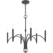 Load image into Gallery viewer, Six Light Metal Dimmable Chandelier With Shades - Gray