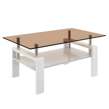 Load image into Gallery viewer, Modern Rectangular Coffee Table With Tempered Transparent Glass Top And Storage Shelf