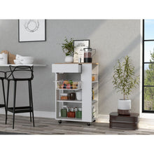 Load image into Gallery viewer, 22" Rolling Kitchen Cart With Storage - Brown / White