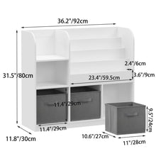Load image into Gallery viewer, Bookcase And Bookshelf With 3 Collapsible Drawers, Multifunctional Display Stand