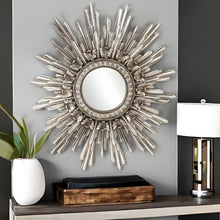 Load image into Gallery viewer, Oval Antiqued Leaf Finish Mirror - Silver
