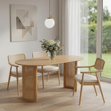 Load image into Gallery viewer, 66" Solid Wood Double Pedestal Base Oval Dining Table - Natural