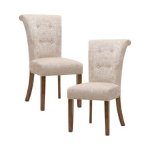 Load image into Gallery viewer, Roll Back Button Tufted Armless Dining Chairs (Set of 2) - Cream