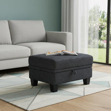 Load image into Gallery viewer, 29" Chenille Storage Ottoman - Gray / Black