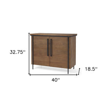 Load image into Gallery viewer, 40" Solid Wood And Metal Accent Cabinet With Two Doors - Black / Brown