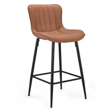 Load image into Gallery viewer, Faux Leather Metal Low Back Counter Height Bar Chairs (Set of 2) - Brown / Black