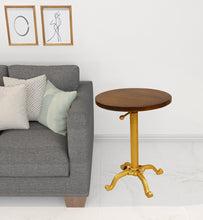 Load image into Gallery viewer, Solid Wood Round End Table - Gold And Elm