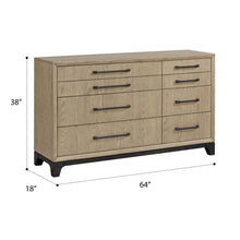 Load image into Gallery viewer, 8 Drawer Dresser With Feet And Pulls - Brown