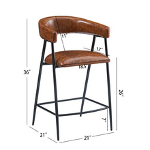 Load image into Gallery viewer, Counter Stools (Set of 2), Upholstered Counter Stools With Iron Frame, Backrest, Footrest, Arm Counter Stools For Home Bar, Kitchen Counter - Brown