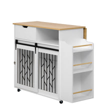 Load image into Gallery viewer, Modern Style 2 In 1 Pet Friendly Dog Crate Kitchen Island End Table Metal Pine - Natural / White