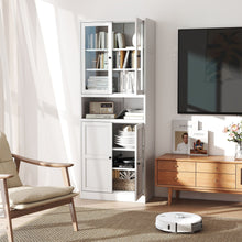 Load image into Gallery viewer, Metal Kitchen Pantry Cabinet Tall Storage With Adjustable Shelves, Heavy Duty Stainless Steel Frame - White