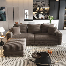 Load image into Gallery viewer, Deep Seat Convertible Sofa With Soft Pillows And Ottomans