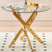 Load image into Gallery viewer, Dining Table With Cross Metal Leg And Tempered Glass, Modern Space Saving Kitchen Table For Living Room