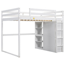 Load image into Gallery viewer, Loft Bed With Built In Wardrobe, Storage Shelves, And LED Light
