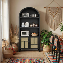 Load image into Gallery viewer, Arched Pantry Cabinet With Adjustable Storage & Doors - Black