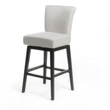 Load image into Gallery viewer, Quicksilvered - Upholstered Swivel Counter Stool With Wood Legs - Beige