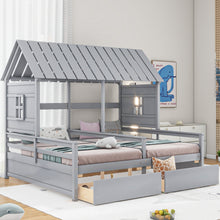 Load image into Gallery viewer, House Platform Beds With 2 Drawers, Side By Side Design