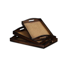 Load image into Gallery viewer, 24" Rectangular Wood Handmade Tray With Handles - Brown