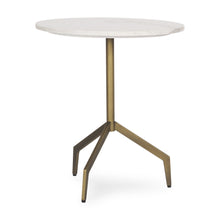 Load image into Gallery viewer, Stone And Iron Oval End Table - White / Gold