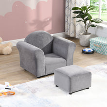 Load image into Gallery viewer, Kids Recliner Chair, Kids Upholstered Couch With Ottoman - Gray