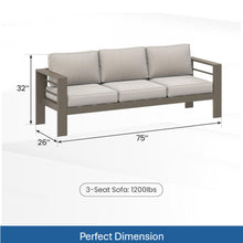 Load image into Gallery viewer, All-Weather Patio Sofa With Cushions, 3 Seat Outdoor Couch