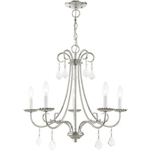 Load image into Gallery viewer, Five Light Metal Dimmable Chandelier With Shades - Silver / Clear