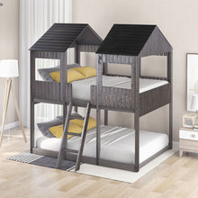 Load image into Gallery viewer, Bunk Bed With Roof, Window, Guardrail, Ladder