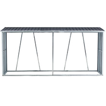 Load image into Gallery viewer, Firewood Rack, Log Holder With Roof, Log Storage, Firewood Stand For Outdoor Backyard Garden Patio Porch, Galvanized Steel - Gray