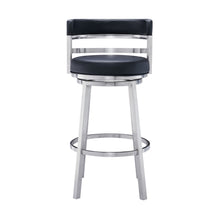Load image into Gallery viewer, 39" Faux Leather Swivel Low Back Bar Height Bar Chair - Black / Silver