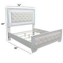 Load image into Gallery viewer, Eastern King Size Bed With LED Lights And Mirror Trim - Cream / Ivory