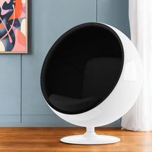 Load image into Gallery viewer, 42" Fiberglass And Cotton Swivel Egg Chair - Black / White