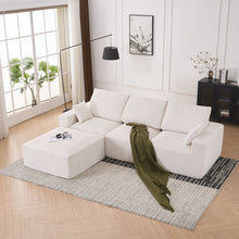 Load image into Gallery viewer, Modular Sectional Sofa With Ottoman, USB And Type C Charger, Petal Armrest Design