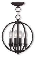 Load image into Gallery viewer, 15" Four Light Metal Dimmable Chandelier With Shades - Bronze