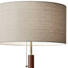 Load image into Gallery viewer, Metal And Walnut Wood Table Lamp - Antique Brass