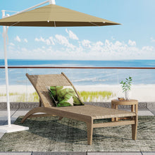 Load image into Gallery viewer, Outdoor Rattan Wicker Chaise Lounge With Acacia Wood Frame - Light Brown