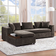 Load image into Gallery viewer, Modern L Shaped Sectional Sofa With Upholstery And Wooden Storage