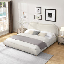 Load image into Gallery viewer, Upholstered Platform Bed Frame With Curved Headboard