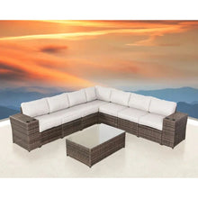 Load image into Gallery viewer, Outdoor Wicker Sectional With Weather Resistant Cushions And Table