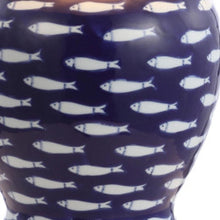 Load image into Gallery viewer, 22" Urn Table Lamp With Empire Shade - Navy Blue / White / Gold