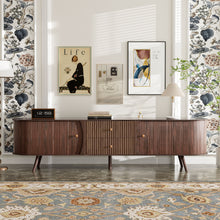 Load image into Gallery viewer, 70" TV Stand With Tambour Doors And Fluted Drawers - Dark Brown