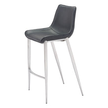 Load image into Gallery viewer, 30" Steel Low Back Bar Height Bar Chairs (Set of 2) - Black And Silver