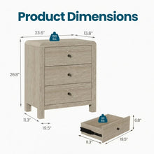 Load image into Gallery viewer, 3 Drawer Chest Of Drawers With Soft Close Glides Rounded Corners Handles - Natural
