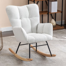 Load image into Gallery viewer, Teddy Fabric Rocking Gilder Nursery Chair For Living Room Indoor - Ivory