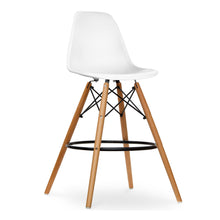 Load image into Gallery viewer, Heavy Duty Plastic And Solid Wood Counter Height Bar Chair - White And Brown