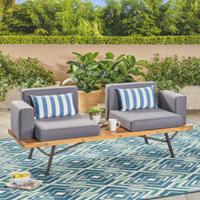 Load image into Gallery viewer, Outdoor Sofa With Cushions And Iron Legs - Dark Gray